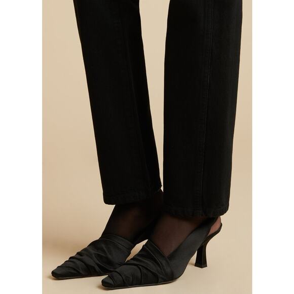 KHAITE Kyle Straight Cotton Denim Jeans in Wilcox Black in Wilcox Size 28 - Picture 6 of 9